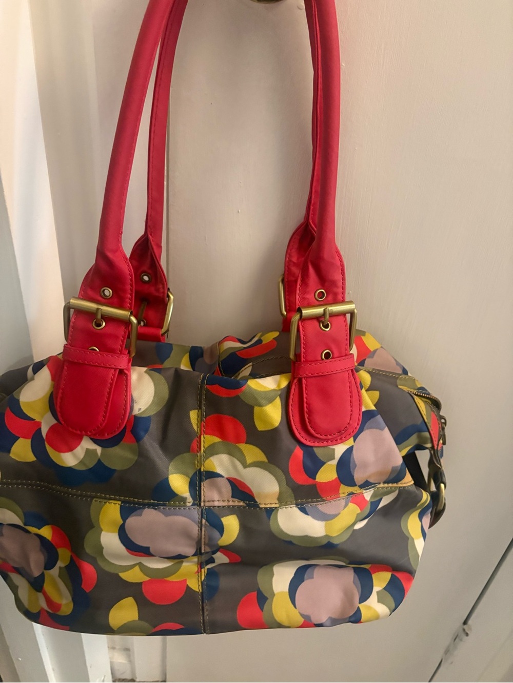 Boden Multicolored Floral Print Fabric Shoulder Purse Pre Owned